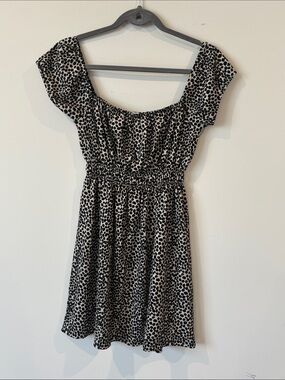 TOPSHOP Smocked Waist Women’s Animal Print Dress